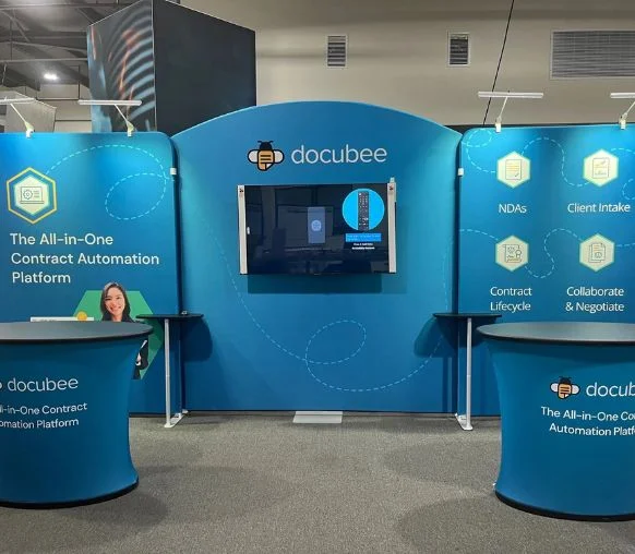 Custom printed table throw with branded graphics